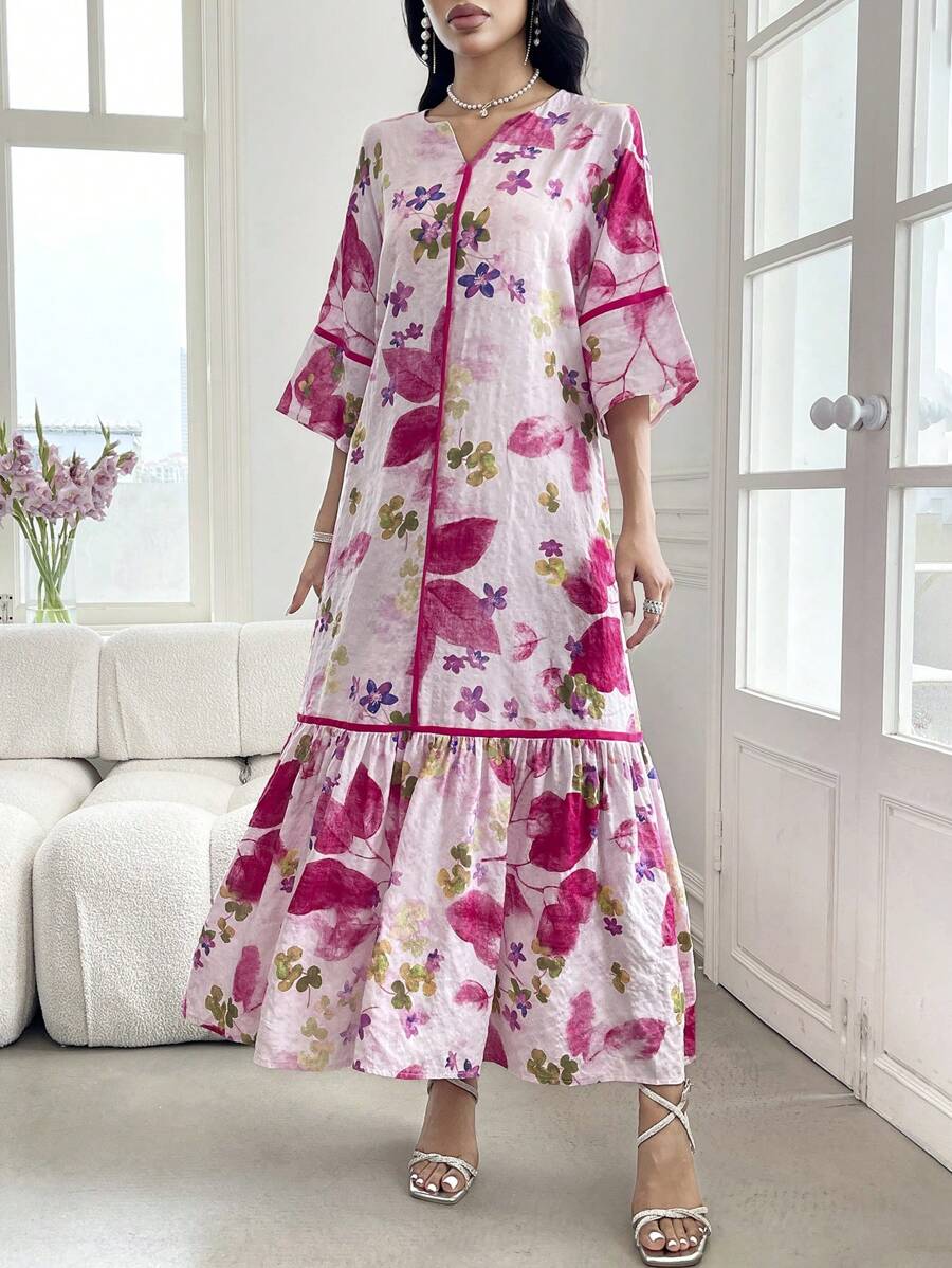 Leah™ | Floral Print Ruffle Dress