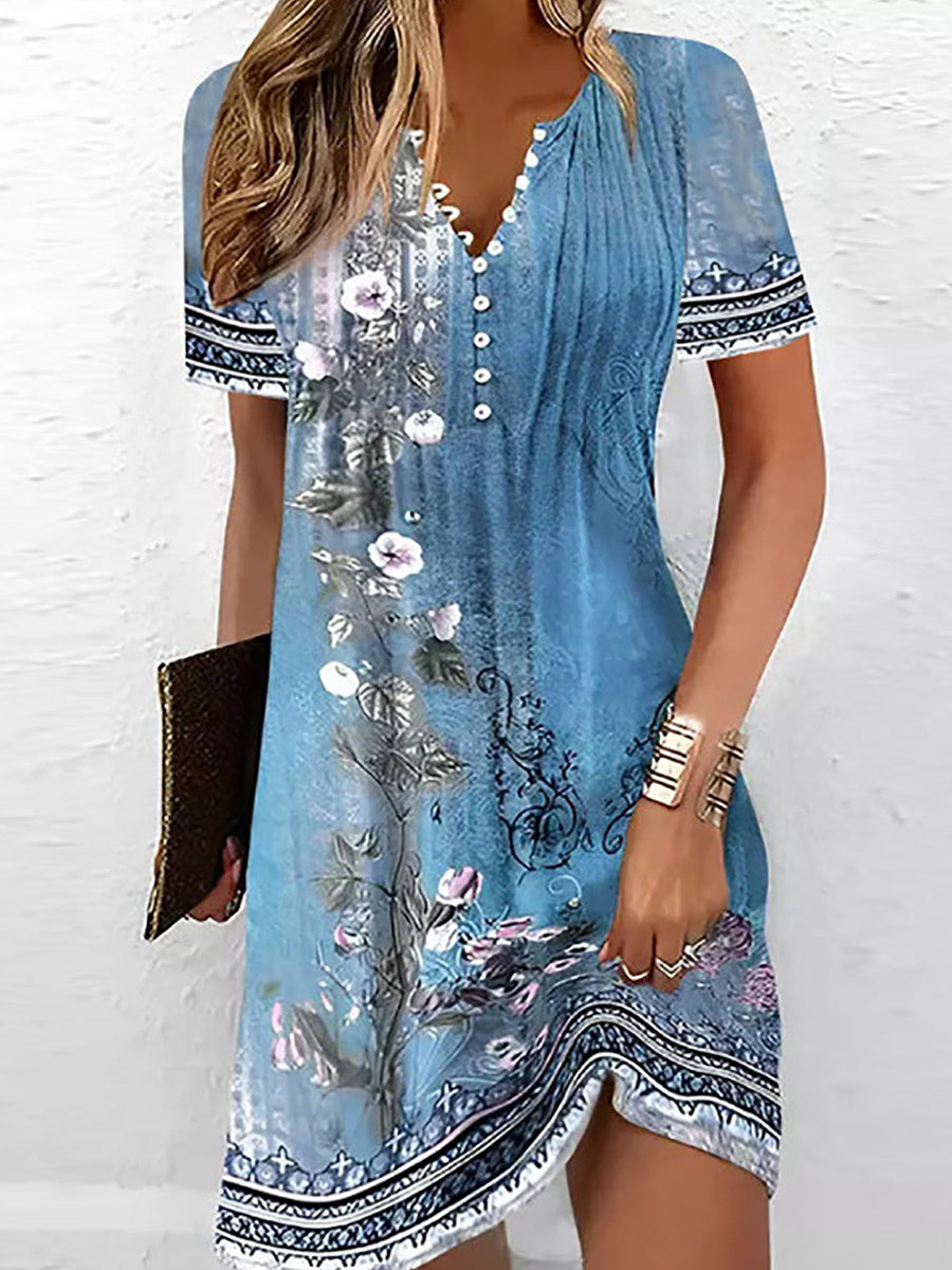 Briar | Floral Boho V-Neck Mini Dress