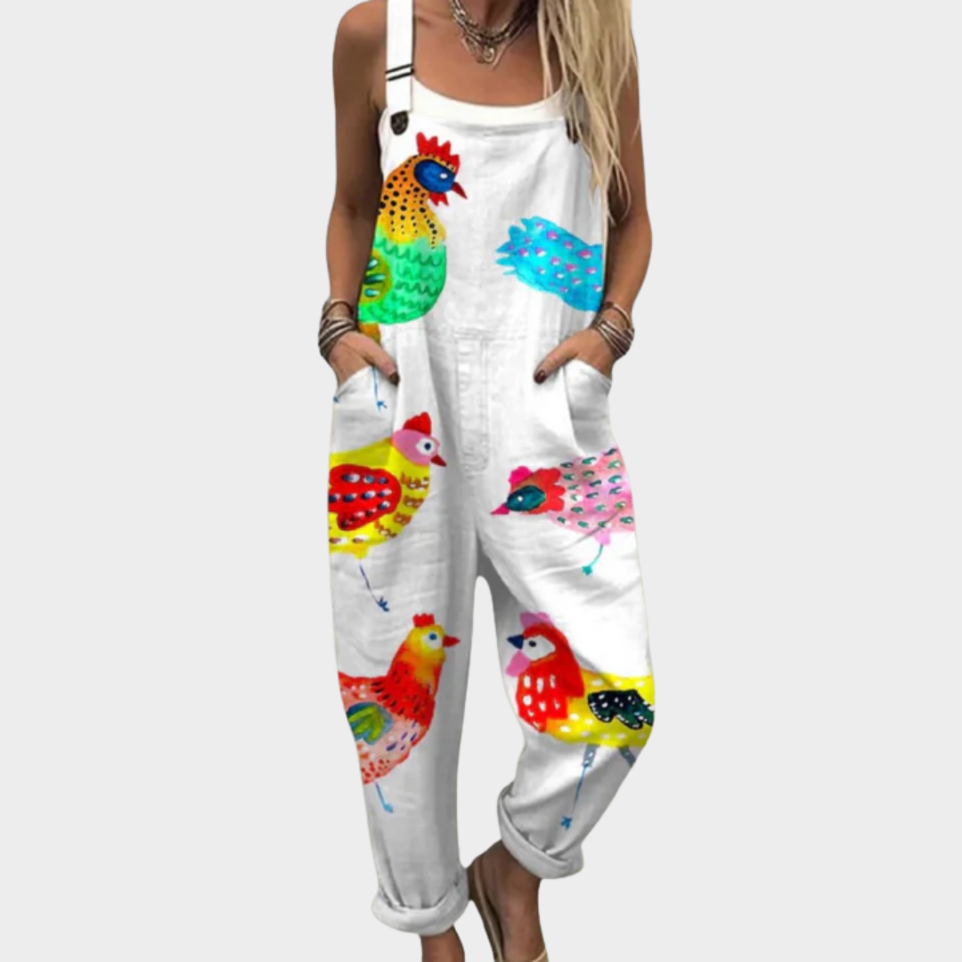 Wren | Patchwork Print Overalls