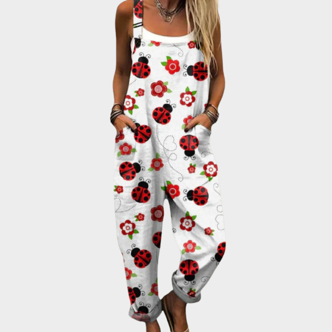 Ruby | White & Red Overalls