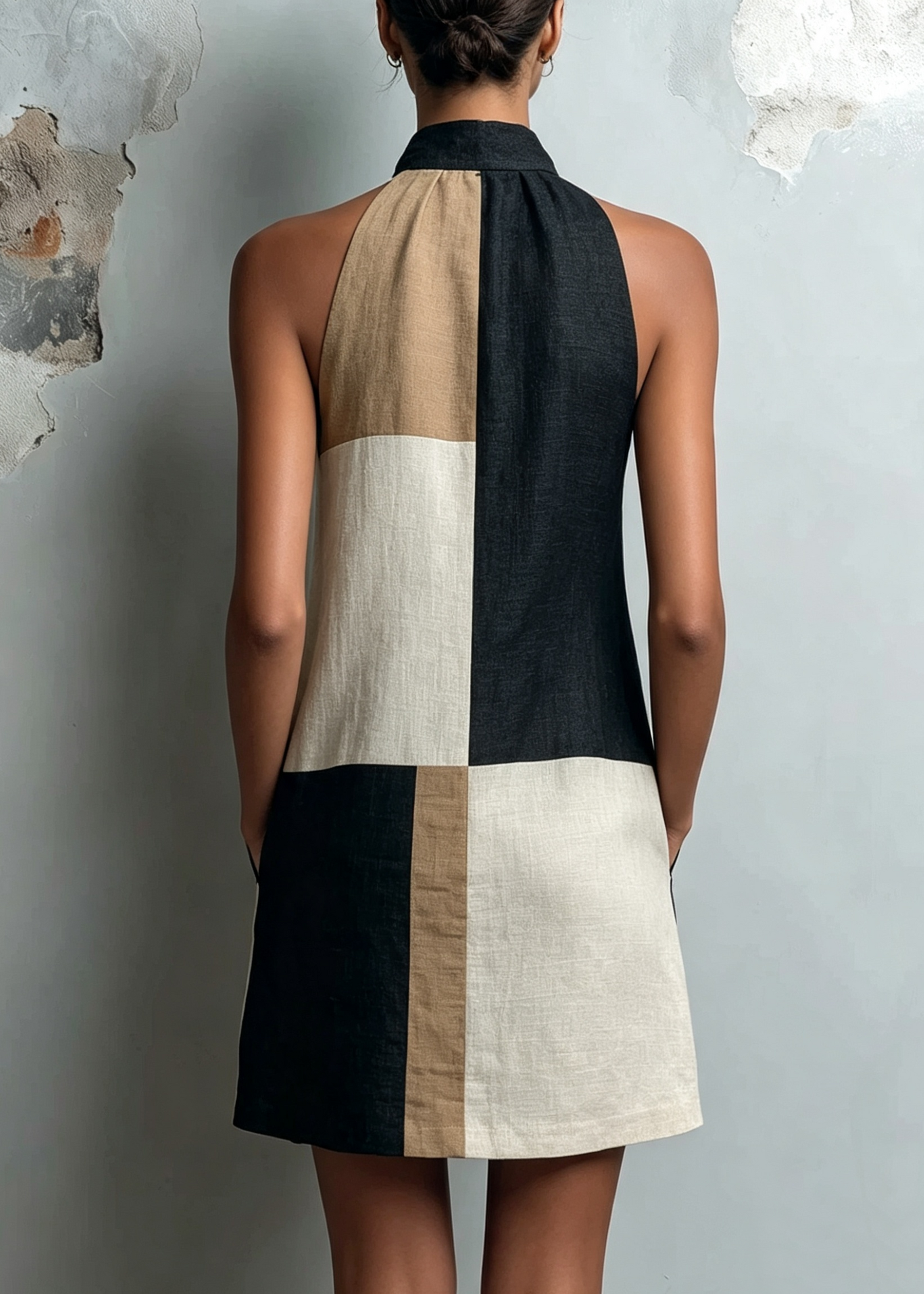 SABRINA | COLORBLOCK HALTER MINI DRESS.