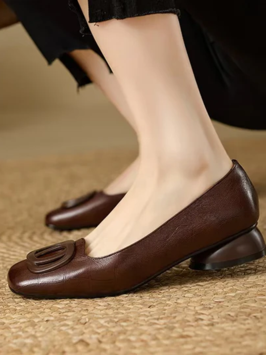 Letizia | Square-Toe Vegan Leather Ballet Flats