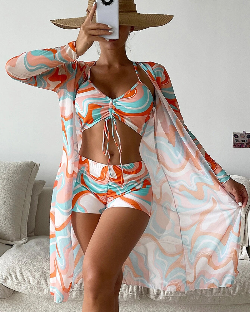Claudia | Conjunto de Bikini de 3 Piezas con Estampado