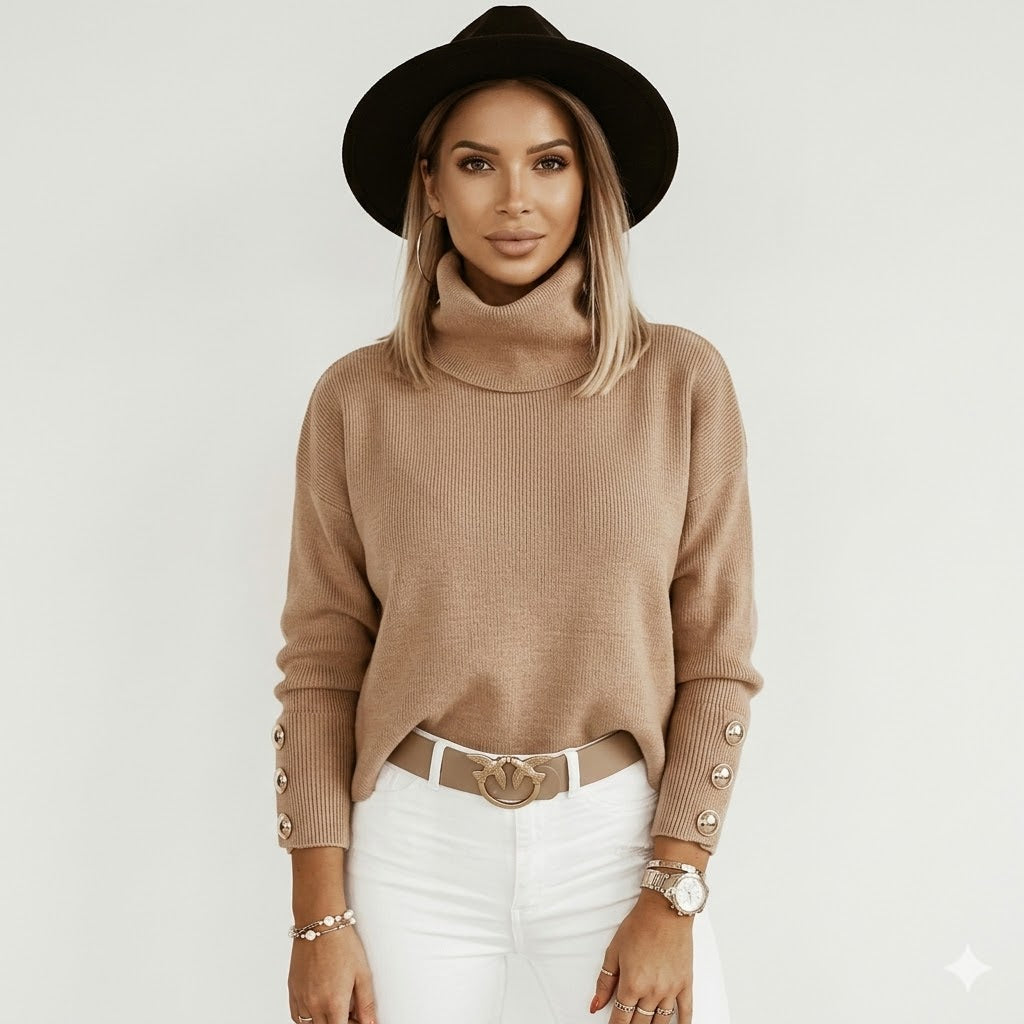 Genevieve Laurent | Elegant Turtleneck Knit Sweater For Women