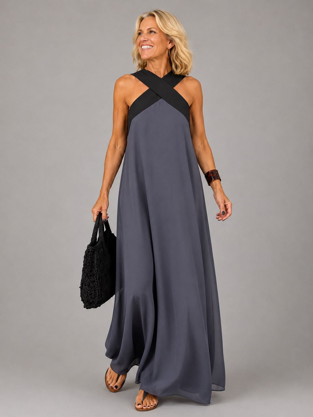 Eline | Flowing Cross Maxi Dress