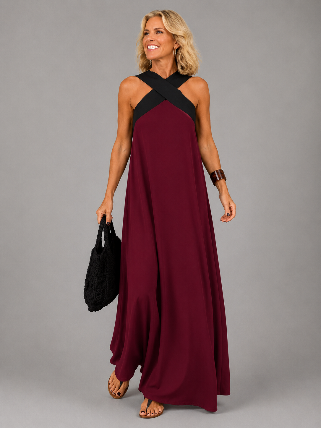 Eline | Flowing Cross Maxi Dress