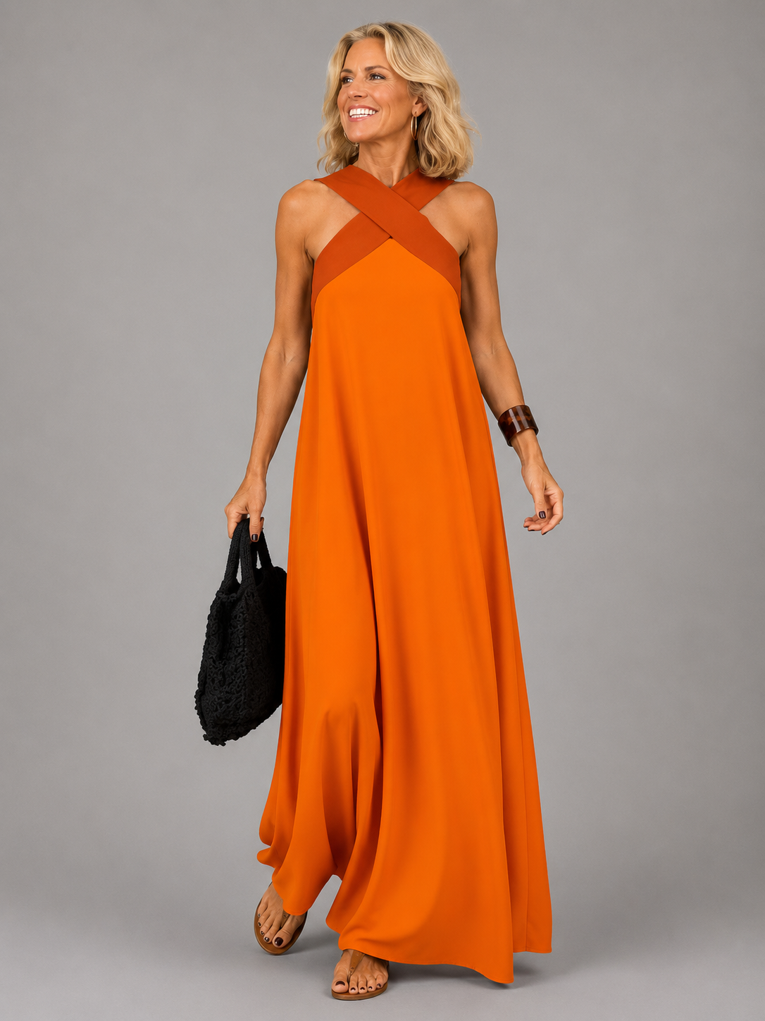 Eline | Flowing Cross Maxi Dress