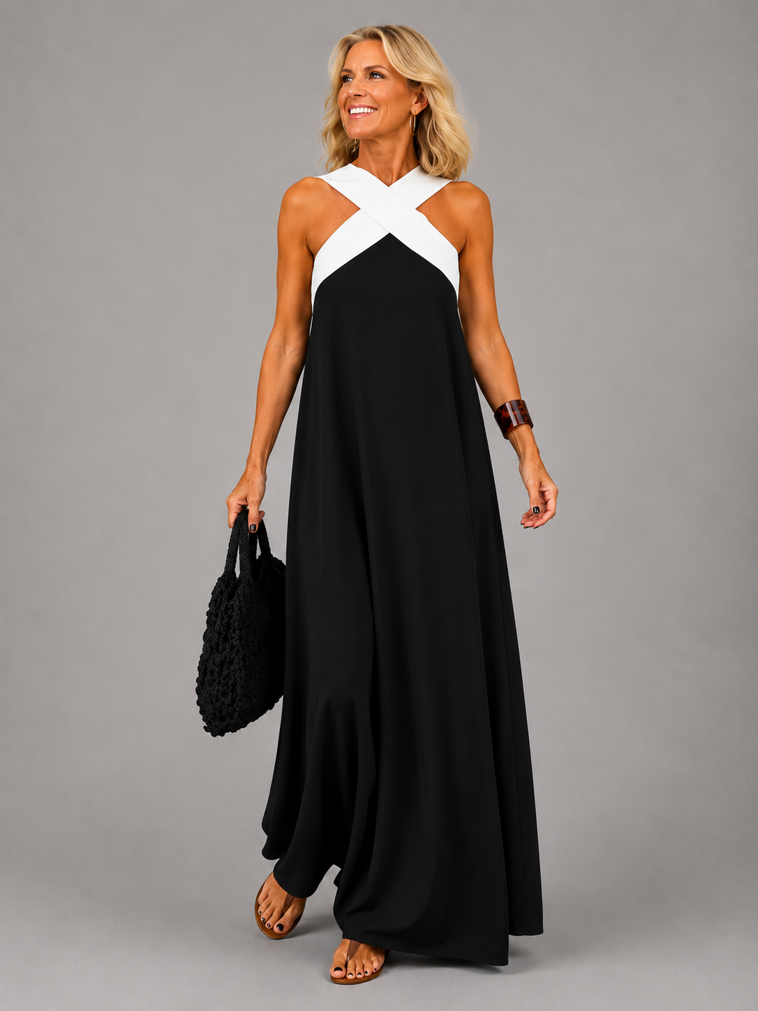 Eline | Flowing Cross Maxi Dress