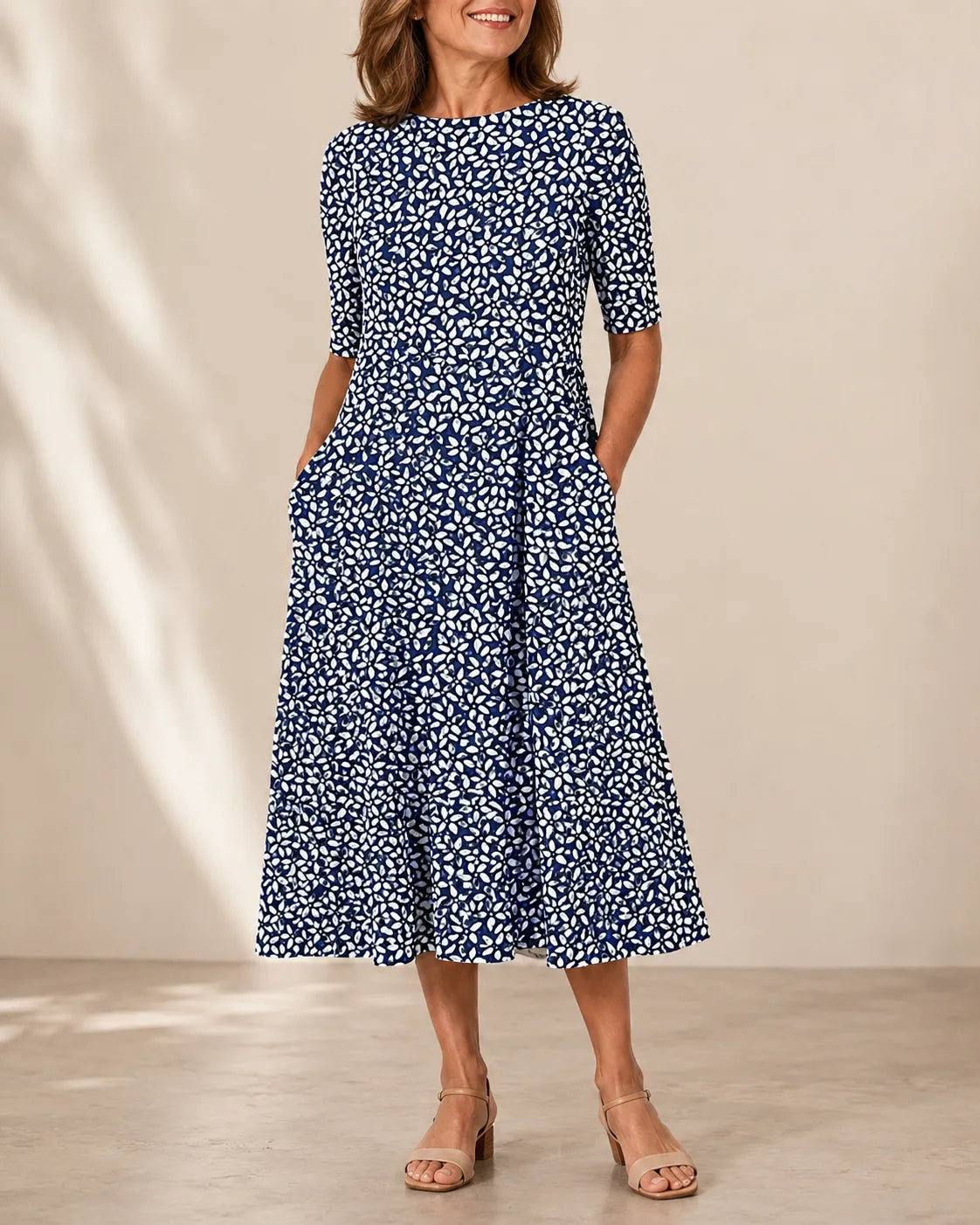 Annie™ | Flattering Floral Midi Dress