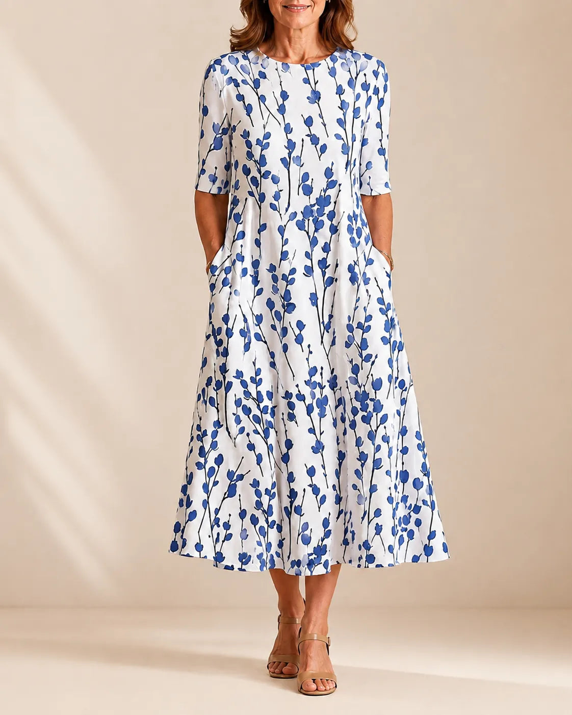 Annie™ | Flattering Floral Midi Dress