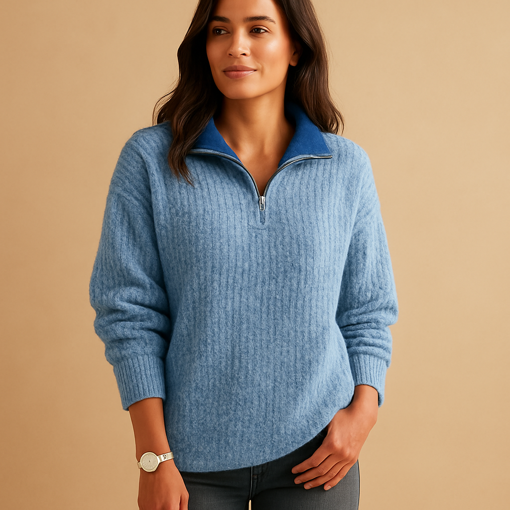 Chic Half-Zip Pullover Sweater | Women's Fashion Sweater