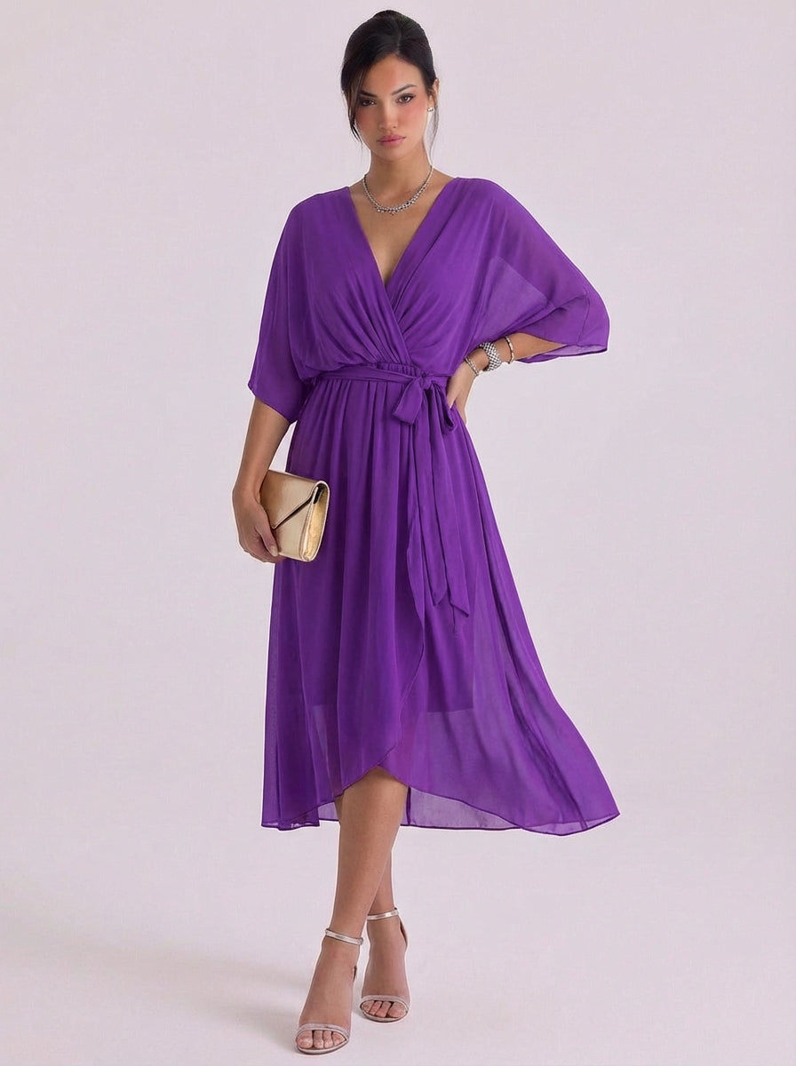 Paige | Chiffon Wrap Maxi Dress With Belt Tie