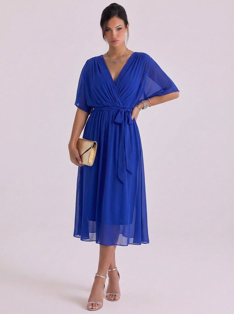 Paige | Chiffon Wrap Maxi Dress With Belt Tie