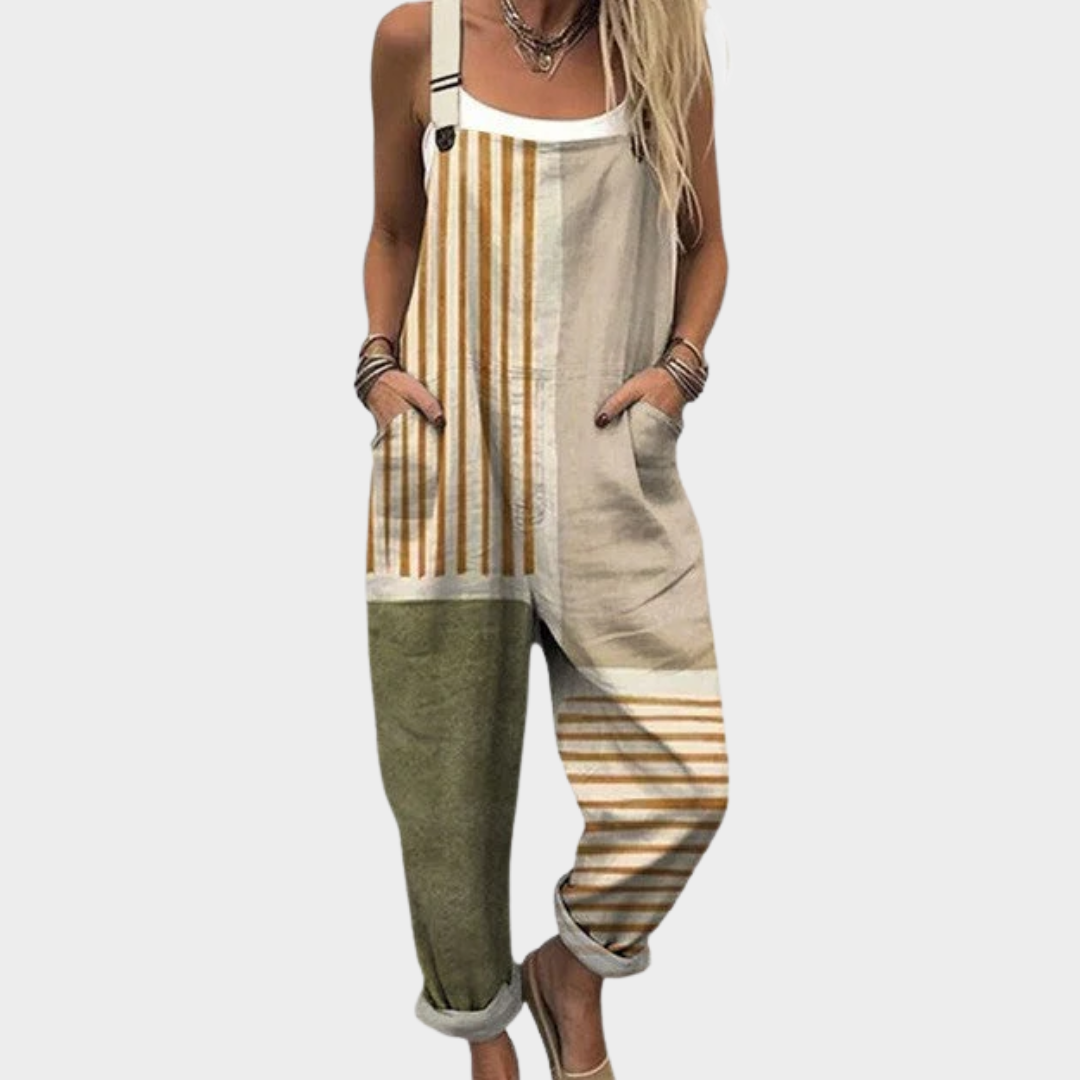 Wattle | Beige & Green Overalls