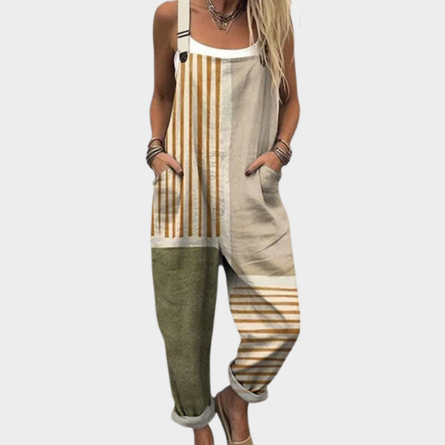 Wattle | Beige & Green Overalls