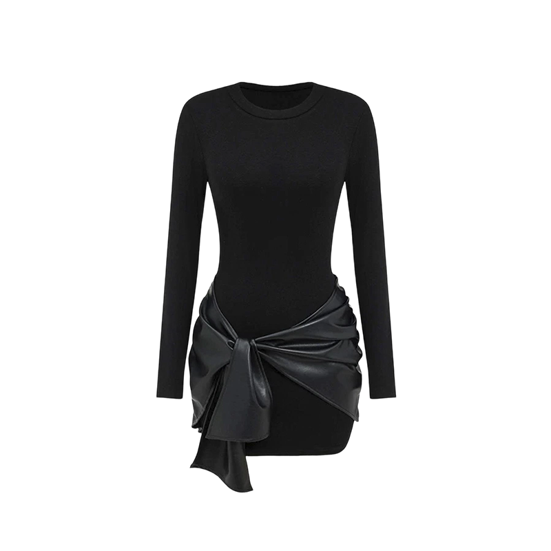 Novelle™ –  Long Sleeve Tie Waist Mini Dress