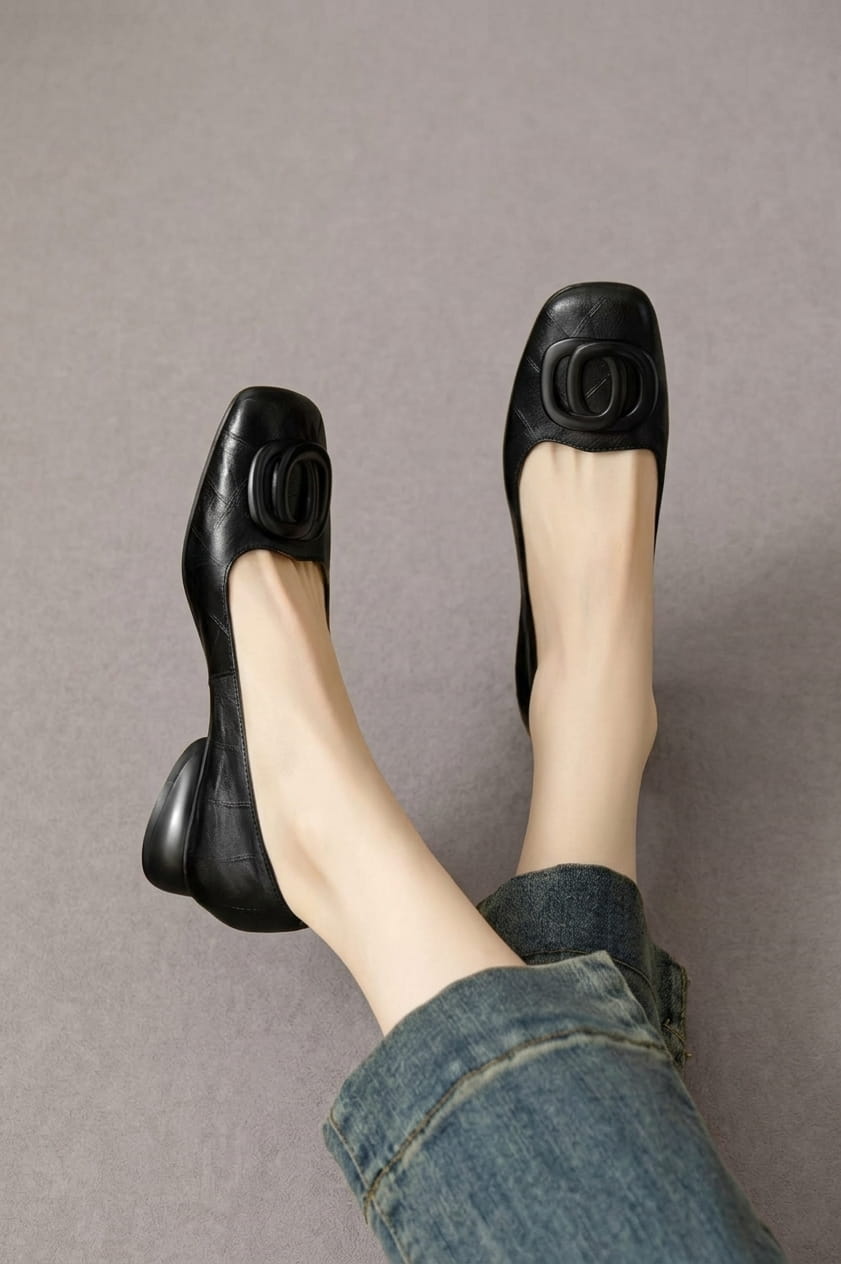 Letizia | Square-Toe Vegan Leather Ballet Flats