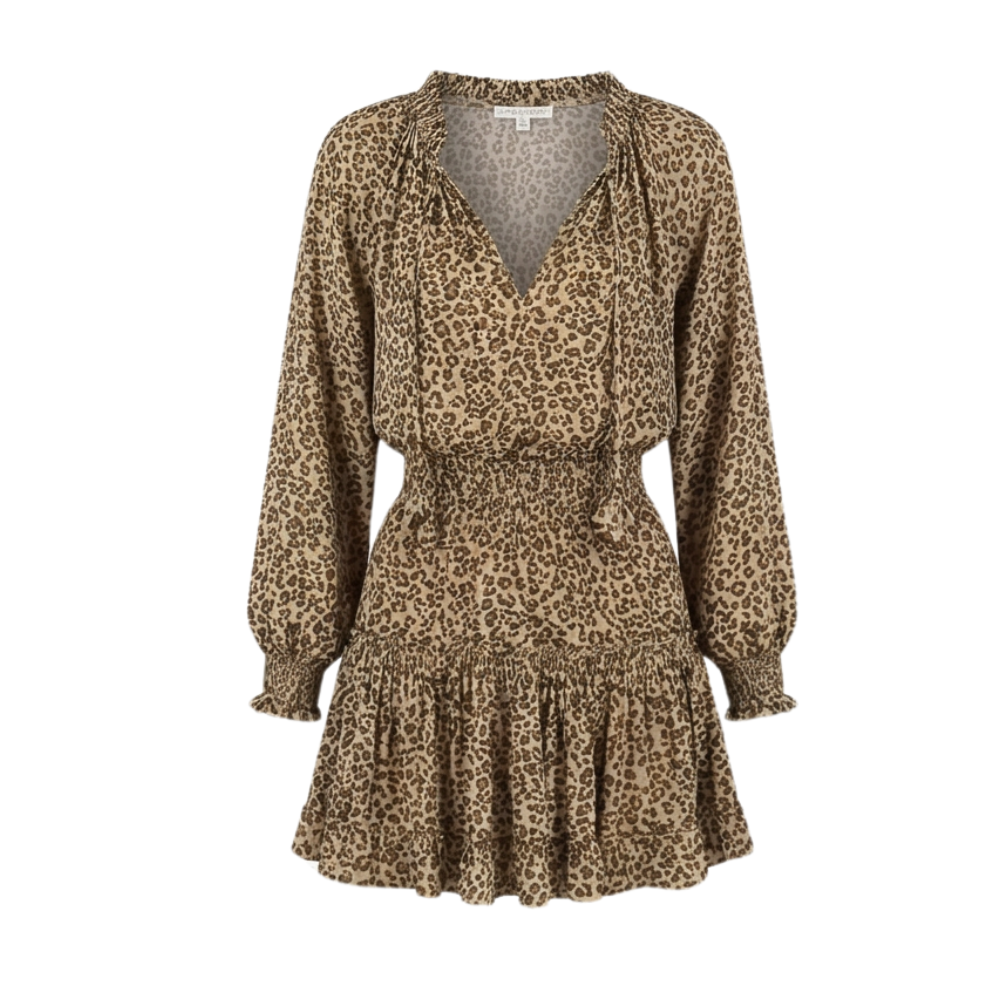 Vivara™ – V Neck Ruffle Mini Dress with Lantern Sleeves