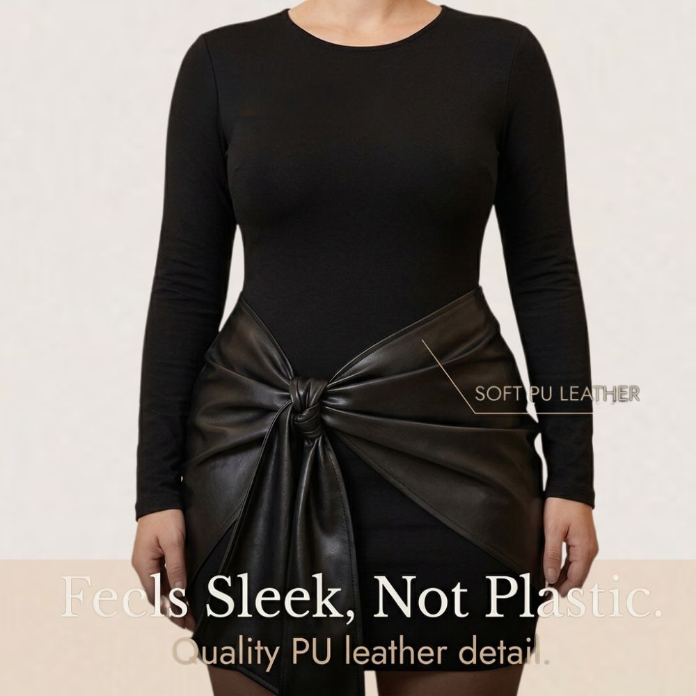 Novelle™ –  Long Sleeve Tie Waist Mini Dress