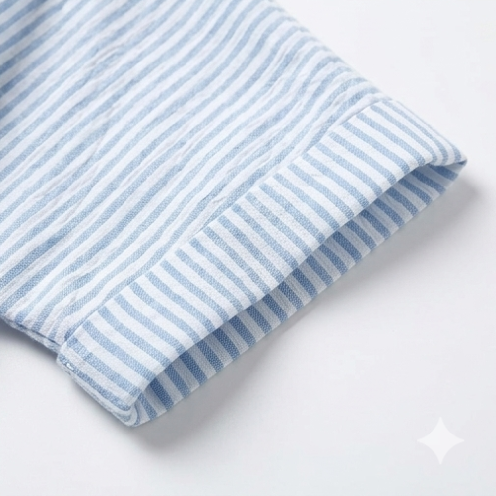 Lunavia™ - Striped Button-Placket Mini Dress with Pockets