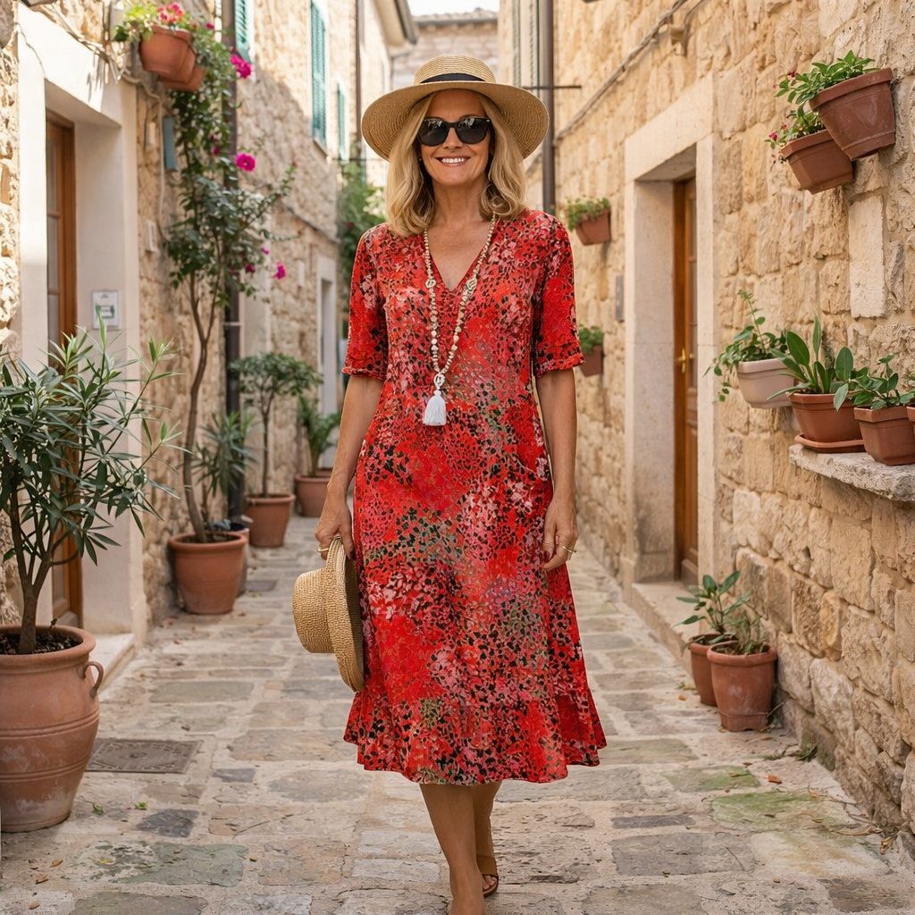 Maristella™ | Effortless Printed Midi Dress