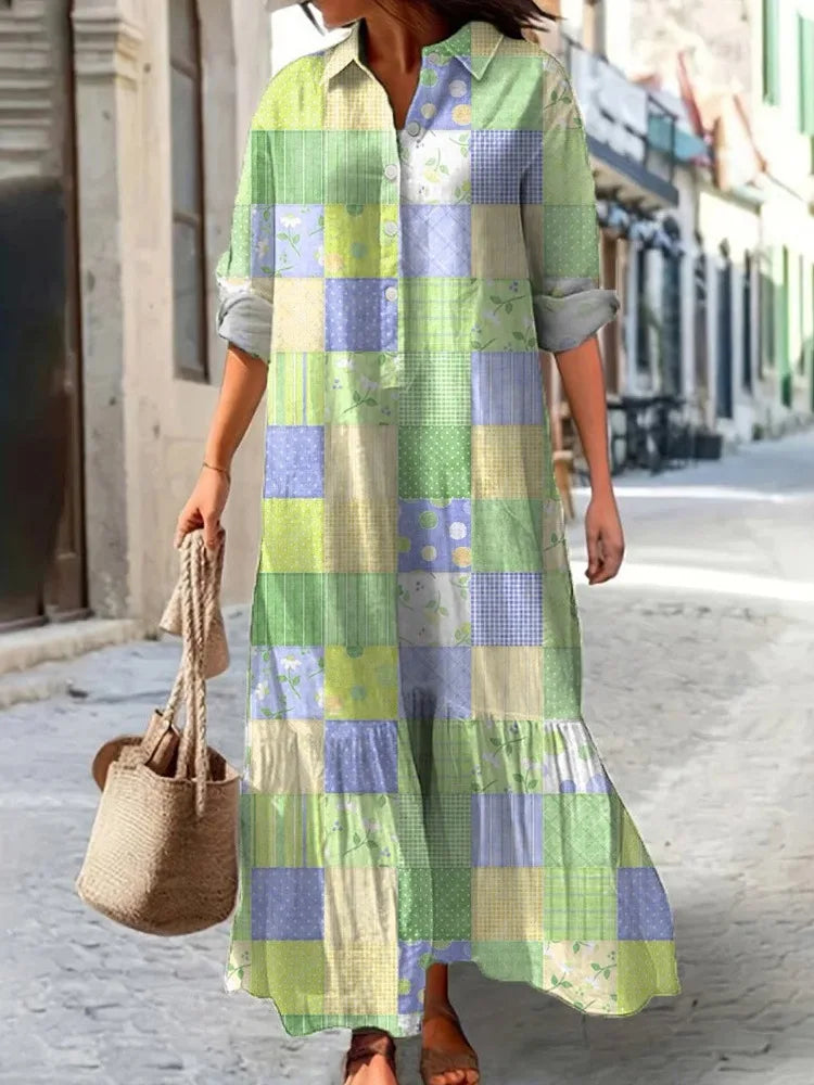 Hazel | Patchwork Meadow Maxi Dress
