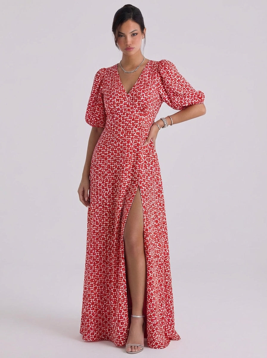 Phoebe | Satin Maxi Dress With Ruffle Hem