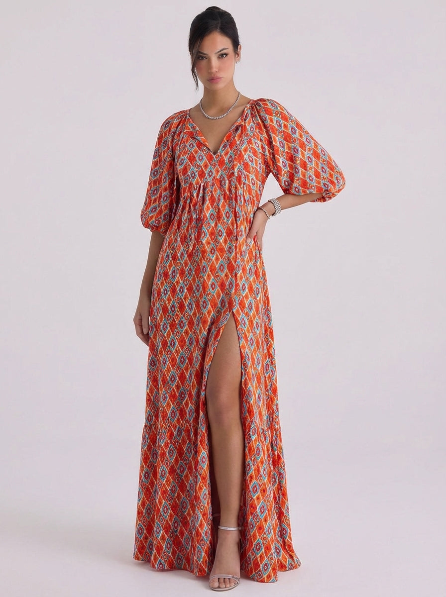 Phoebe | Satin Maxi Dress With Ruffle Hem