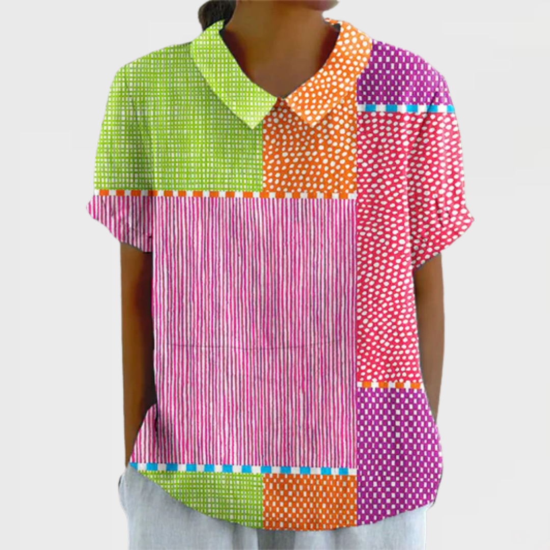 Tess - Colourful Patchwork Shirt