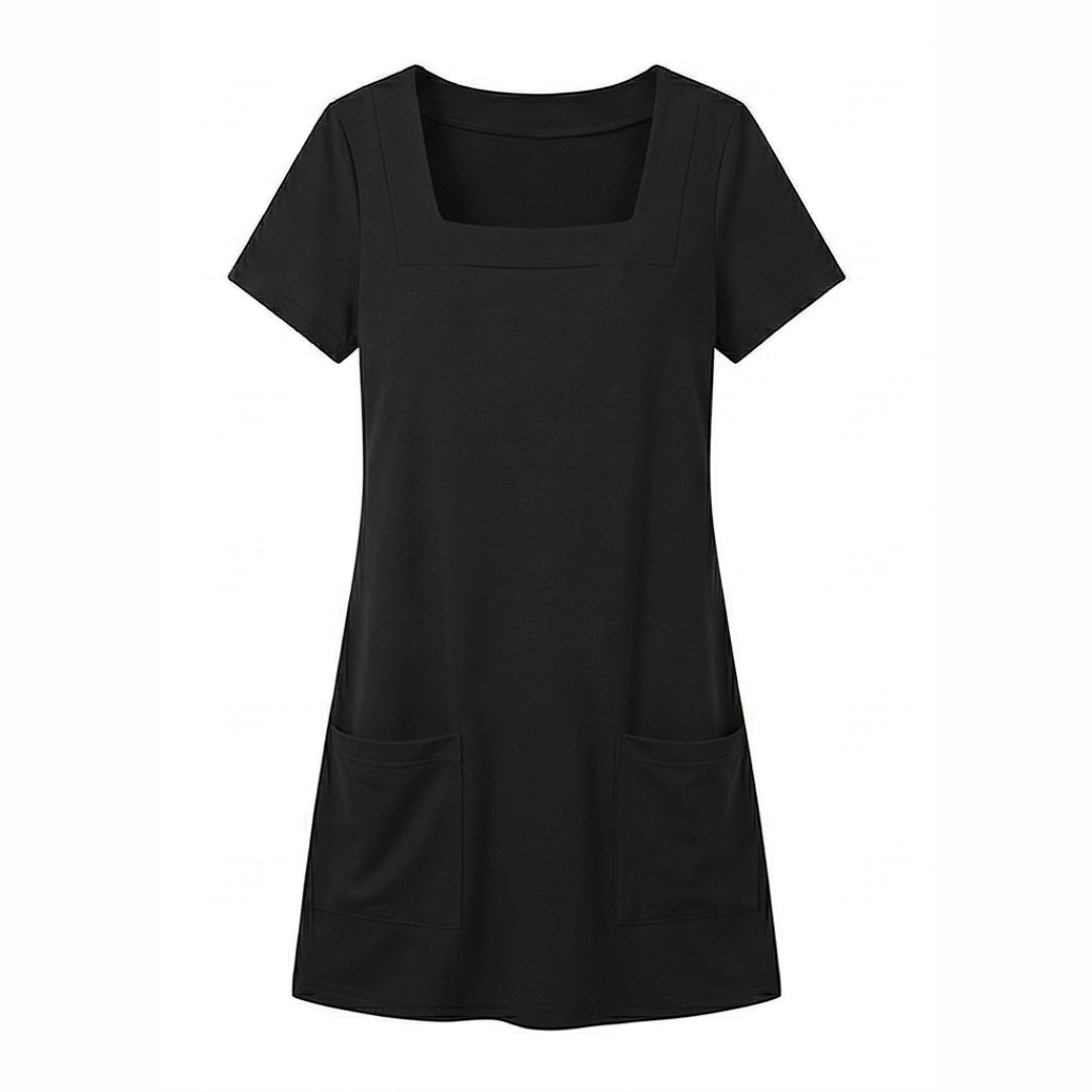 Daylyn™ – Square Neck Jersey Mini Dress with Pockets