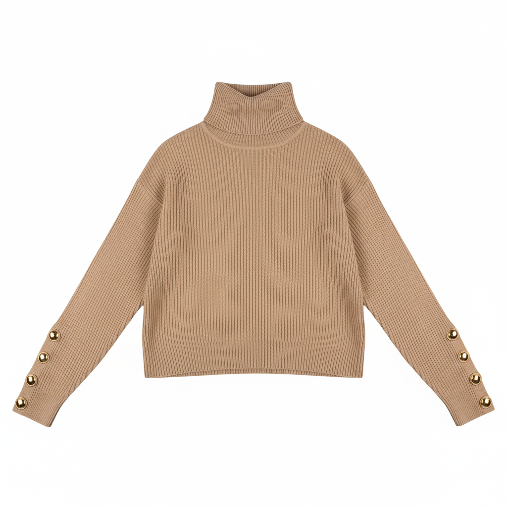 Genevieve Laurent | Elegant Turtleneck Knit Sweater For Women