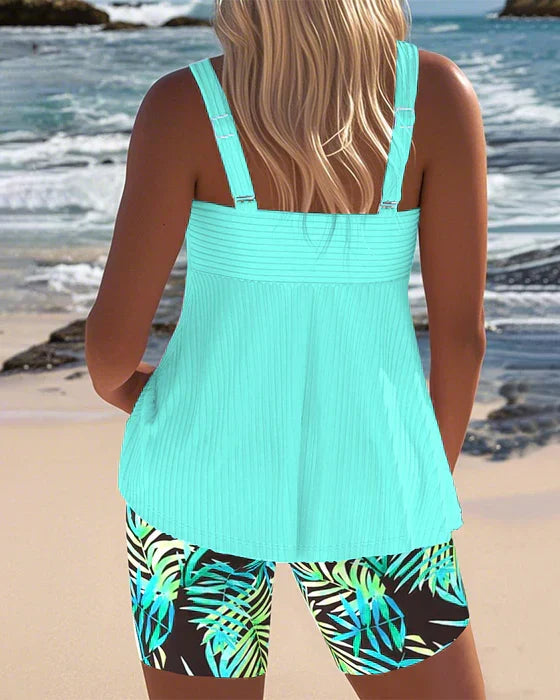 Daphne | Pantalones Cortos de Tankini con Rayas Brillantes
