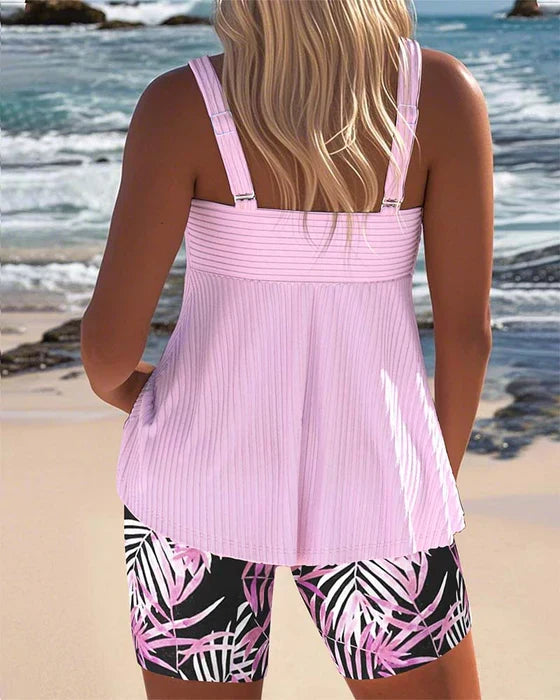 Daphne | Pantalones Cortos de Tankini con Rayas Brillantes