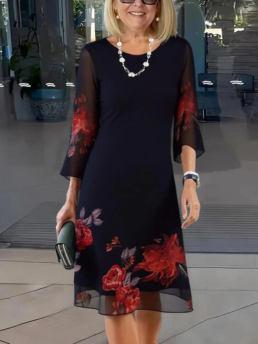 Nora | Floral Print 3/4 Sleeve Mini Dress