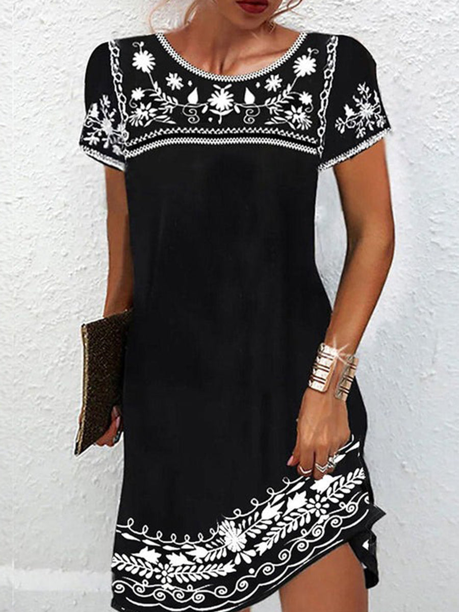 Zara | Floral Embroidered Black Mini Dress