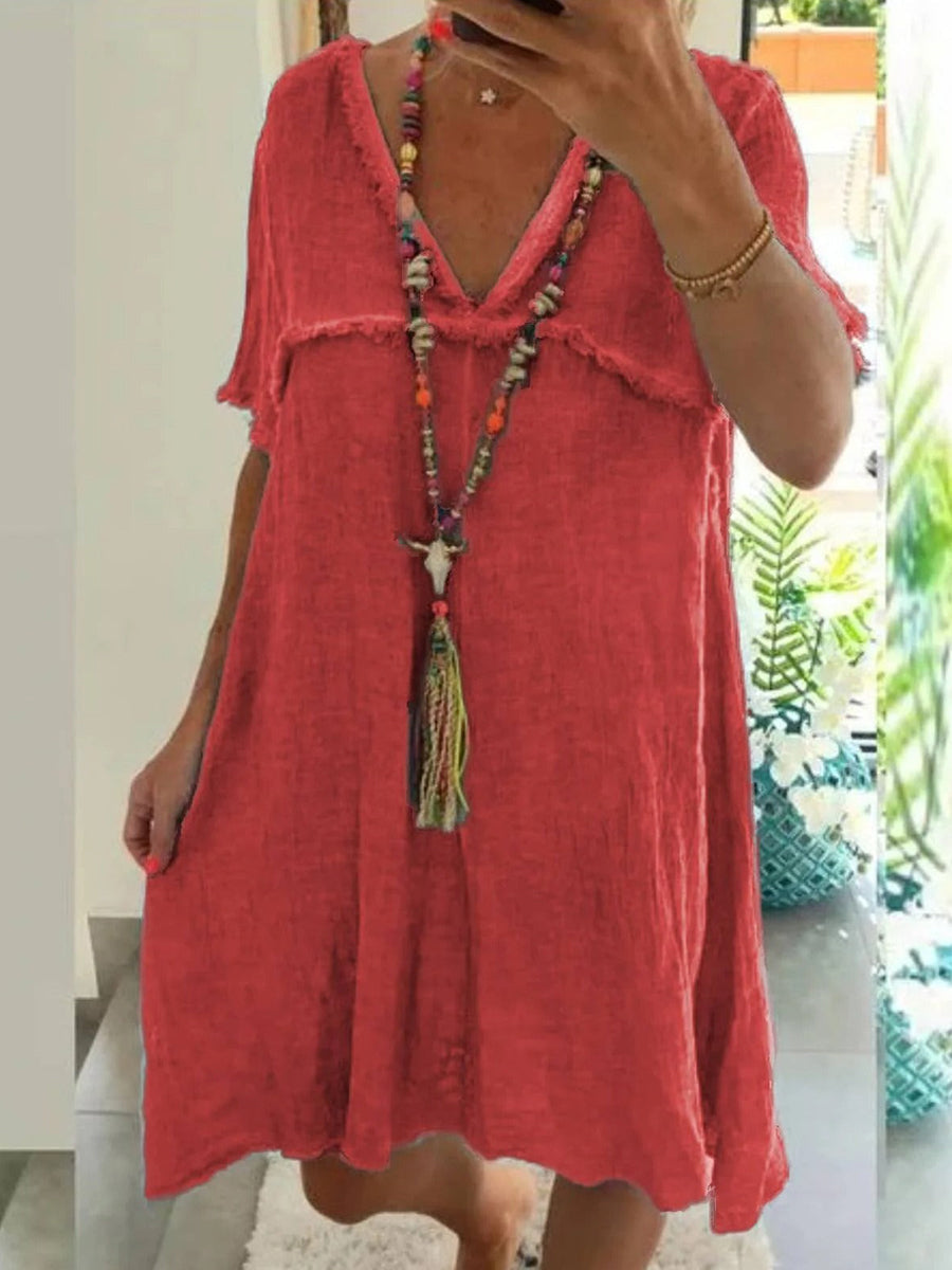 Scarlet | Red Casual Short Sleeve Mini Dress