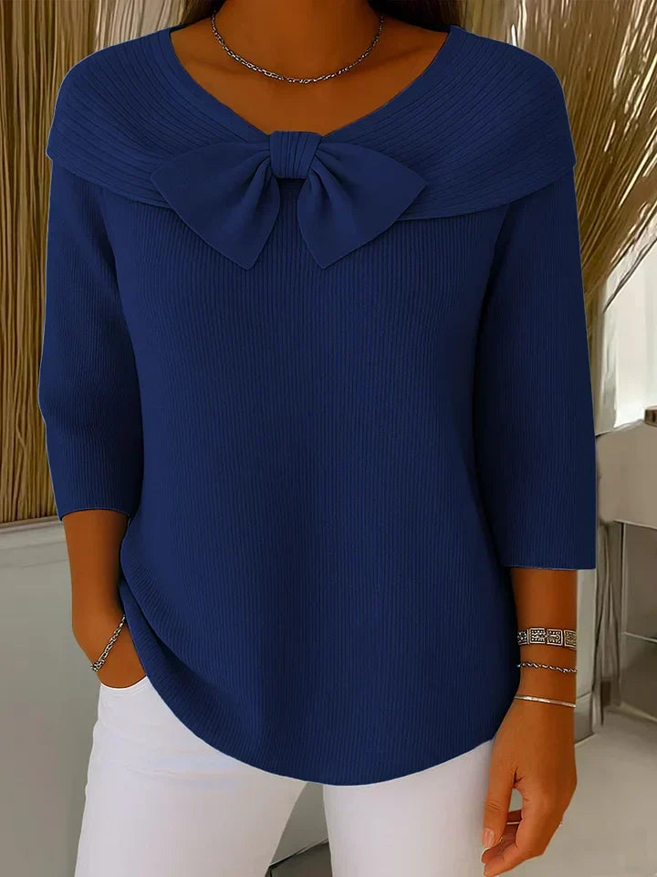 Alana™ | Women's Sweater with Bow and Round Neckline
