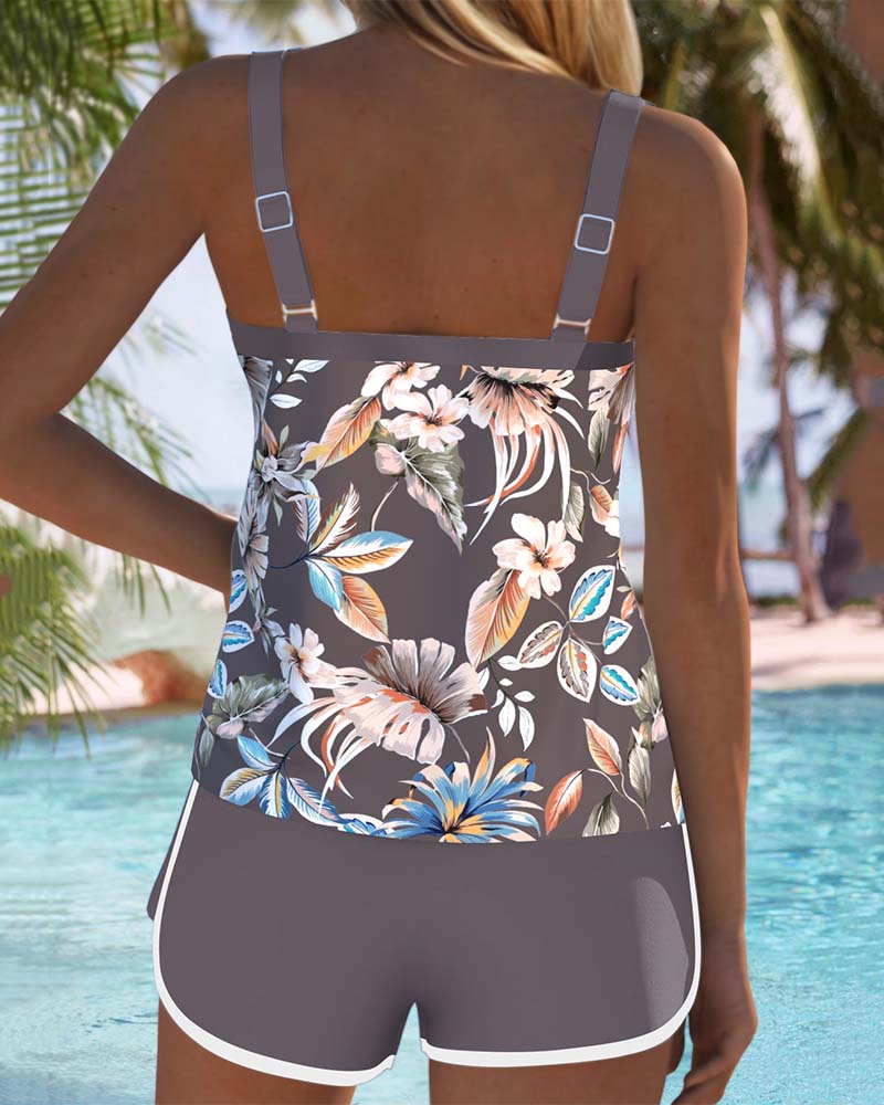 Imke | Tankini Impreso Sin Mangas con Escote en U