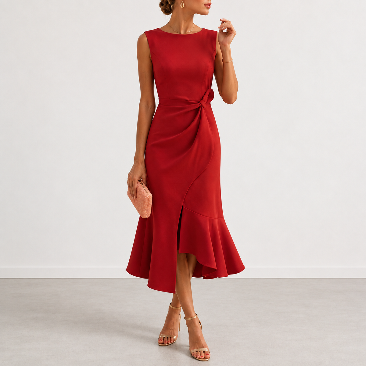 DRAPED MIDI DRESS FOR WOMEN
