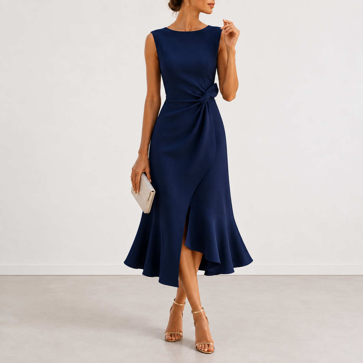 DRAPED MIDI DRESS FOR WOMEN