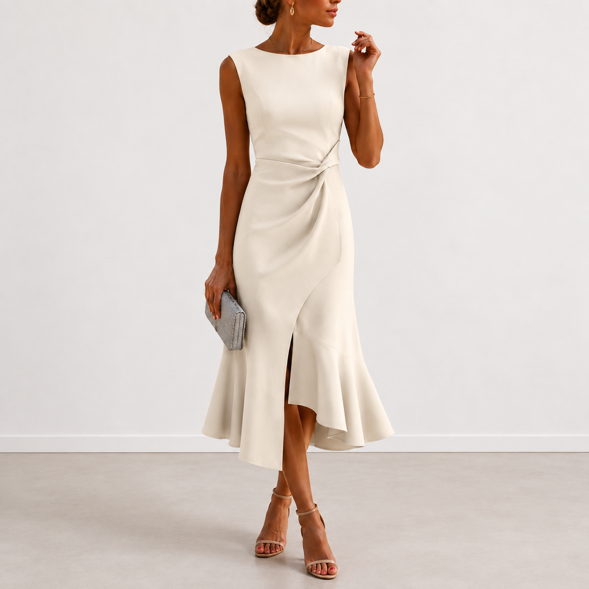 DRAPED MIDI DRESS FOR WOMEN