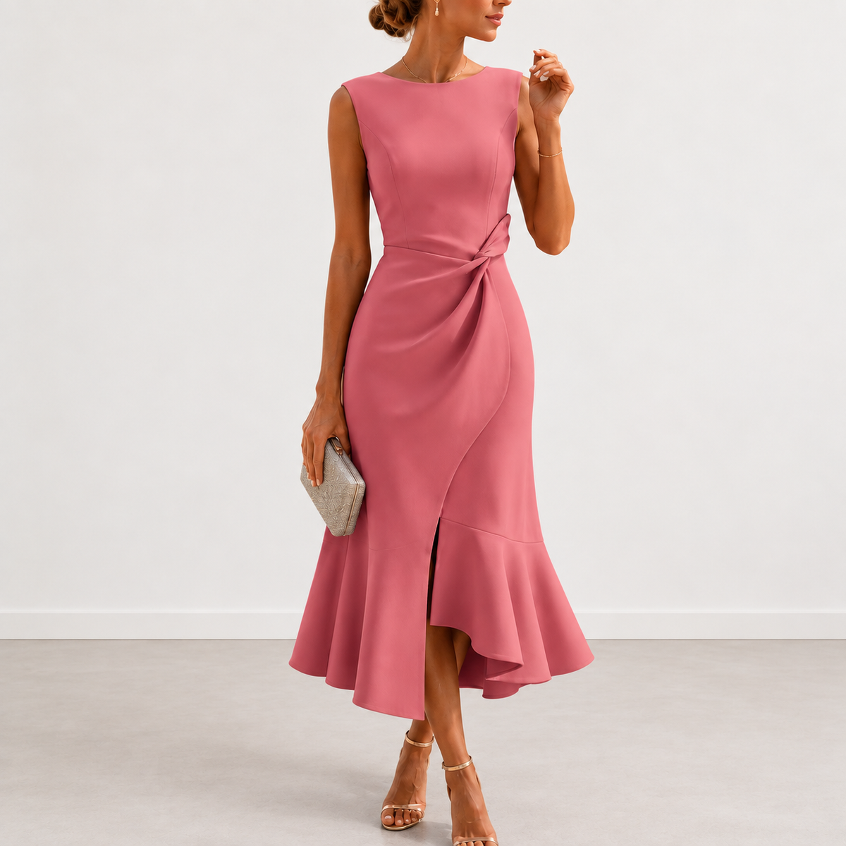 DRAPED MIDI DRESS FOR WOMEN