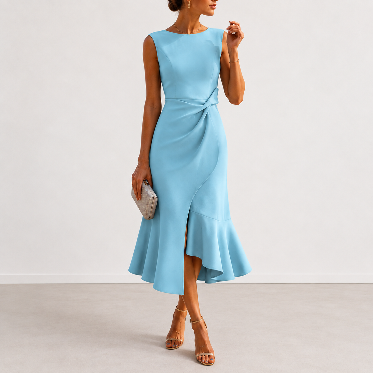 DRAPED MIDI DRESS FOR WOMEN