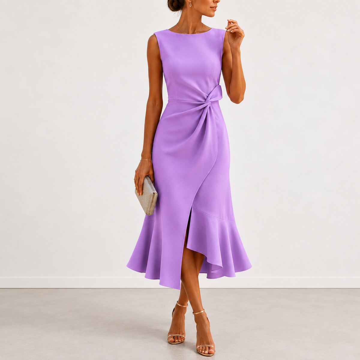 DRAPED MIDI DRESS FOR WOMEN