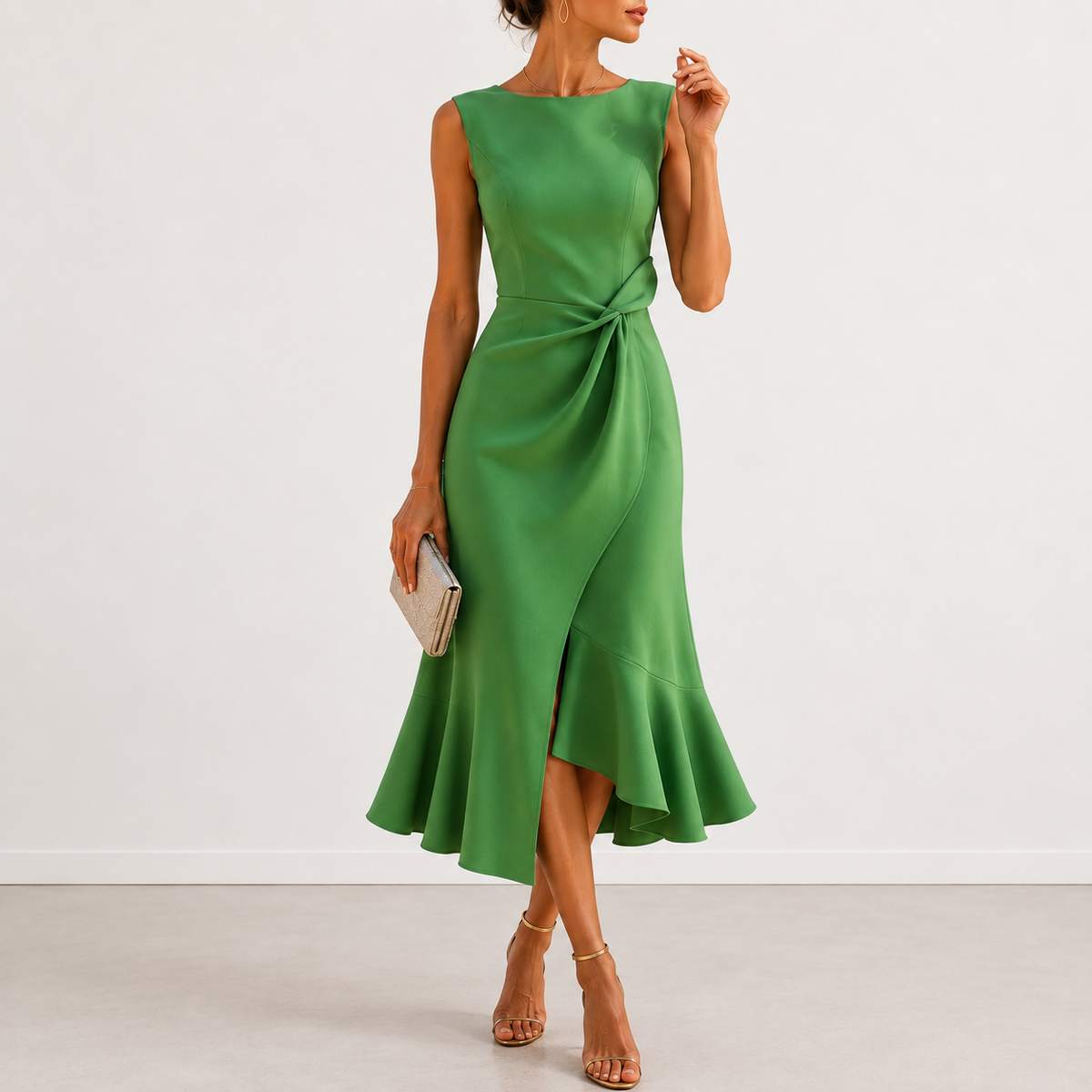 DRAPED MIDI DRESS FOR WOMEN