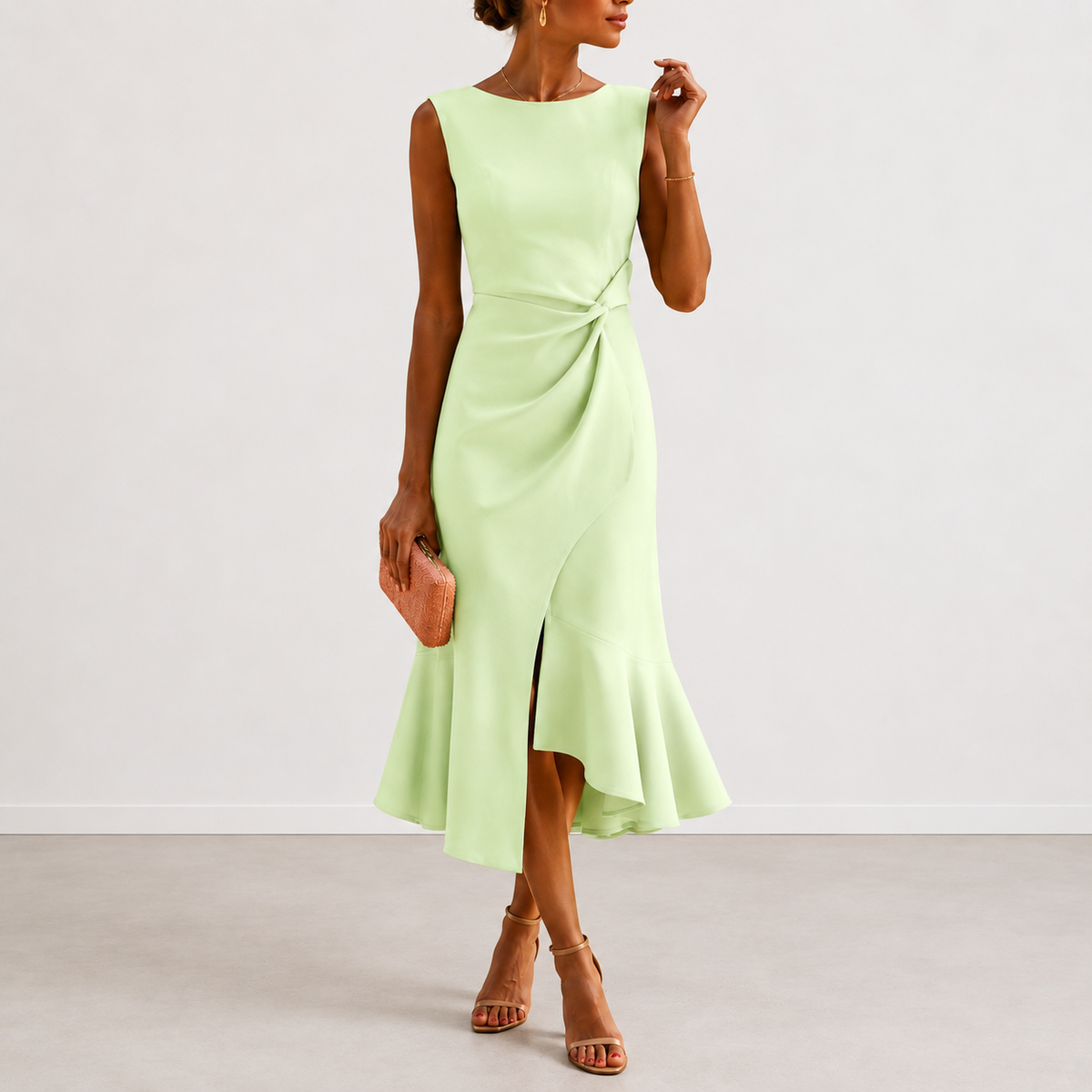 DRAPED MIDI DRESS FOR WOMEN