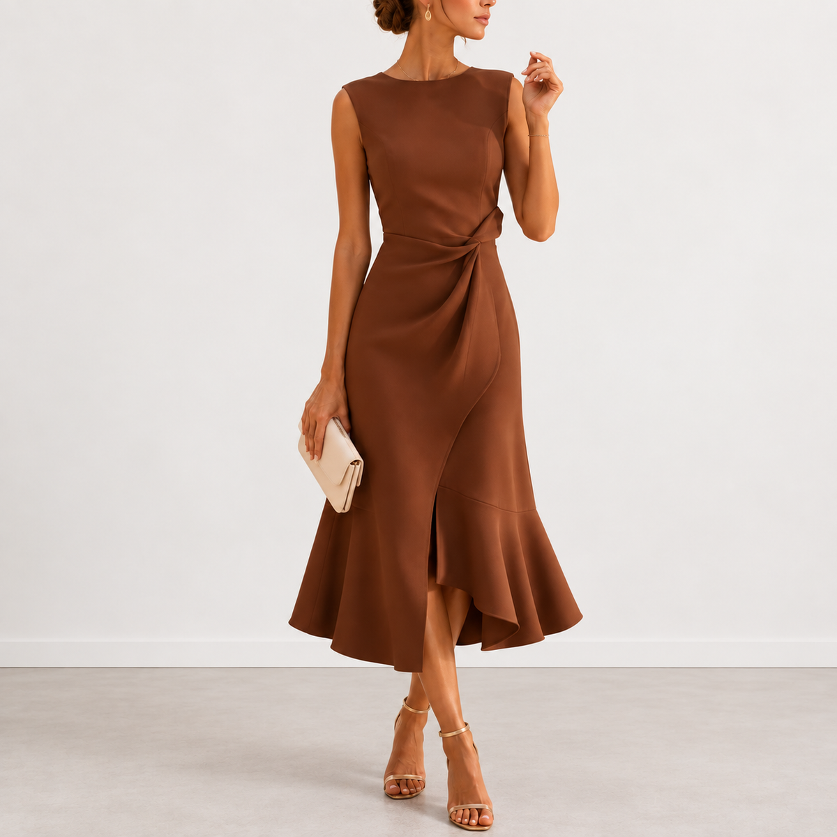 DRAPED MIDI DRESS FOR WOMEN