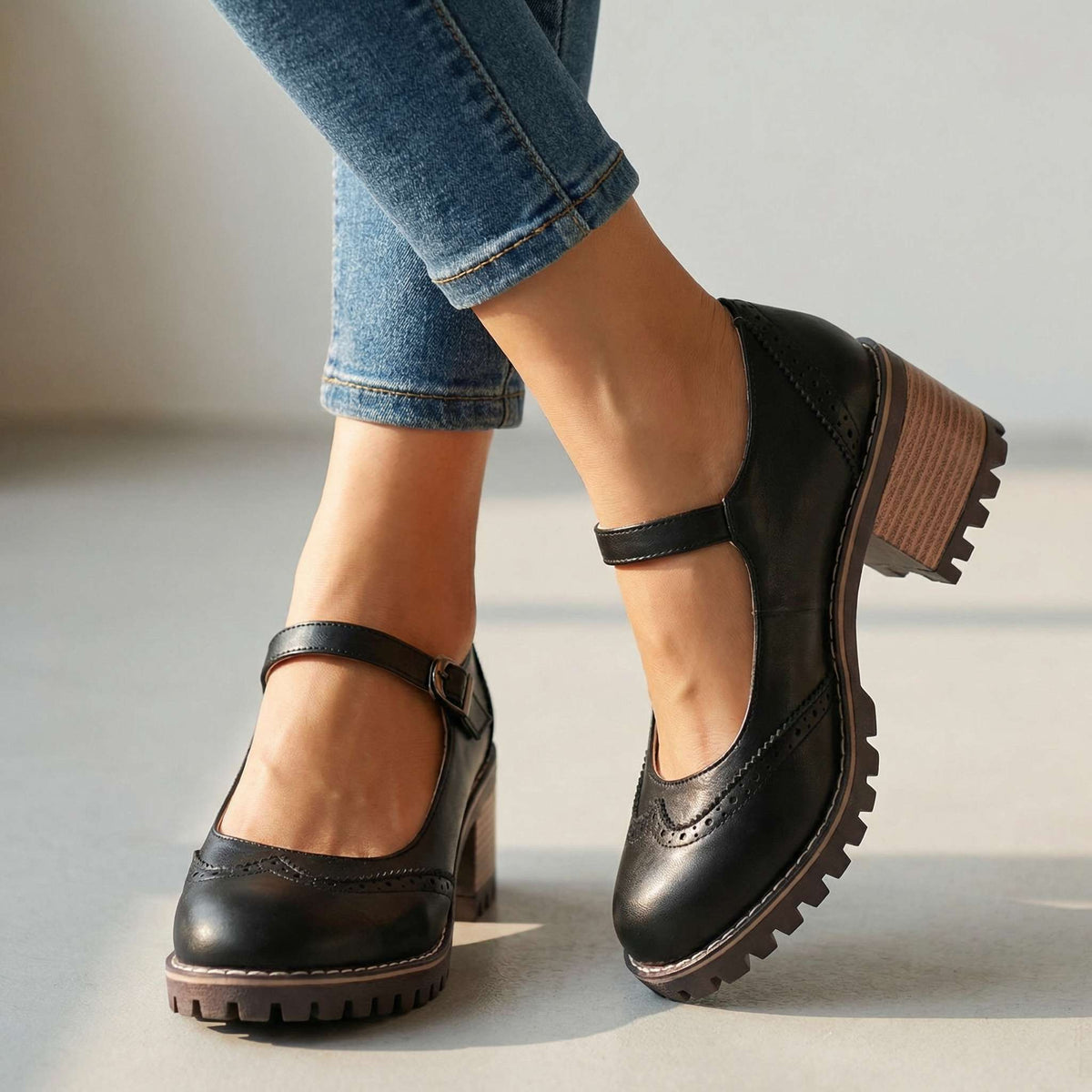 Elspeth | Orthopaedic Mary Jane Block Heel Shoes