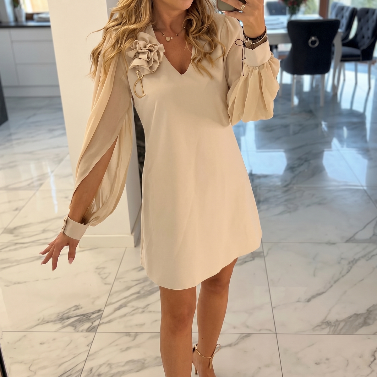 Florelle™ – Rosette Shoulder Mini Dress