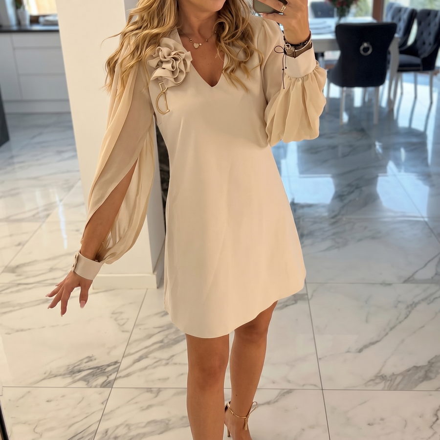 Florelle™ – Rosette Shoulder Mini Dress